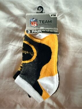 NFL Youth Black, Gold & White Low-Cut Athletic Socks - 3 Pack